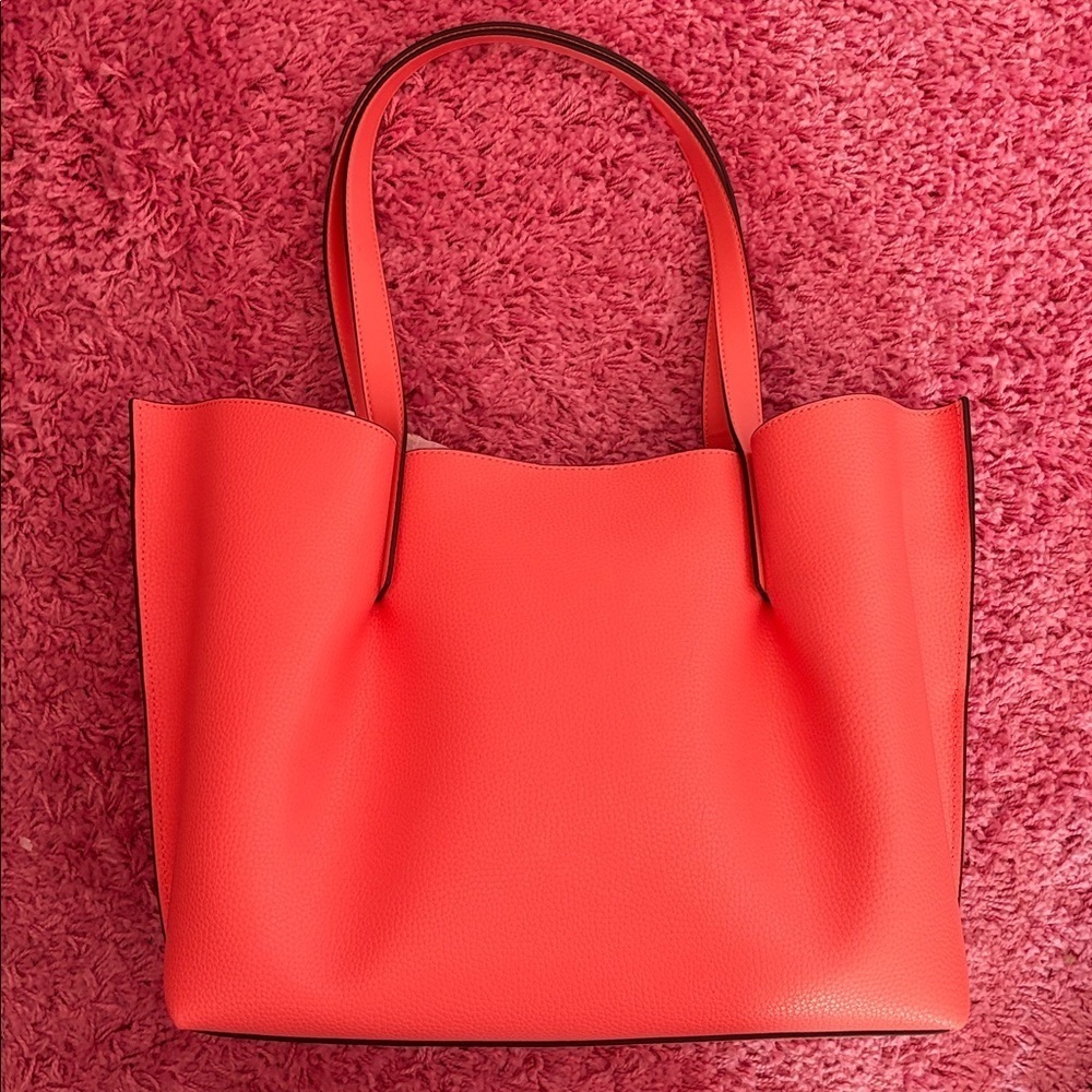 Michael Kors Emilia Large Pebbled Leather Tote Bag Coral Orange - Picture 4 of 6